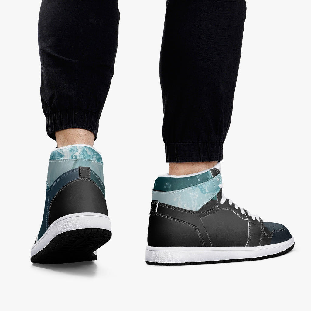 352. New Black High-Top Leather Sneakers - Mint